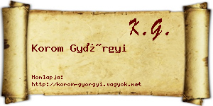 Korom Györgyi névjegykártya