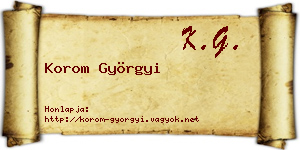 Korom Györgyi névjegykártya